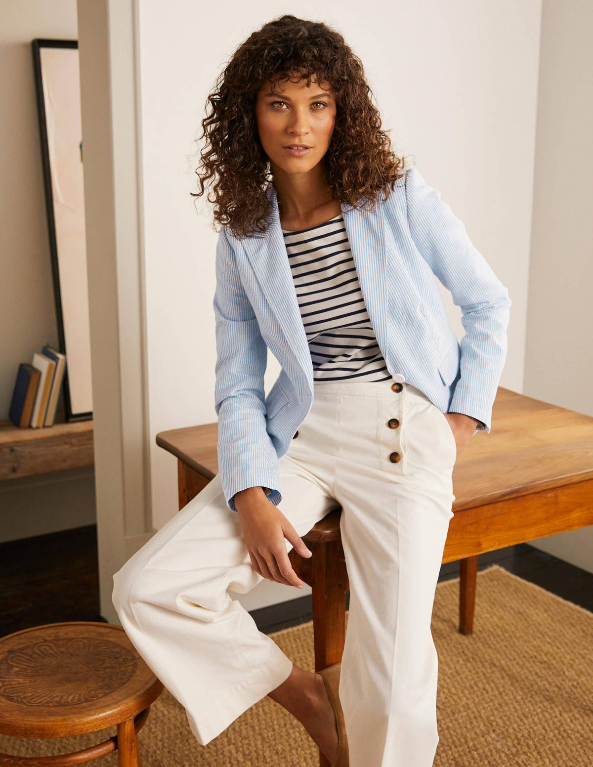 Framlingham Blazer-Blau/Naturweiß, Gestreift - Image 4
