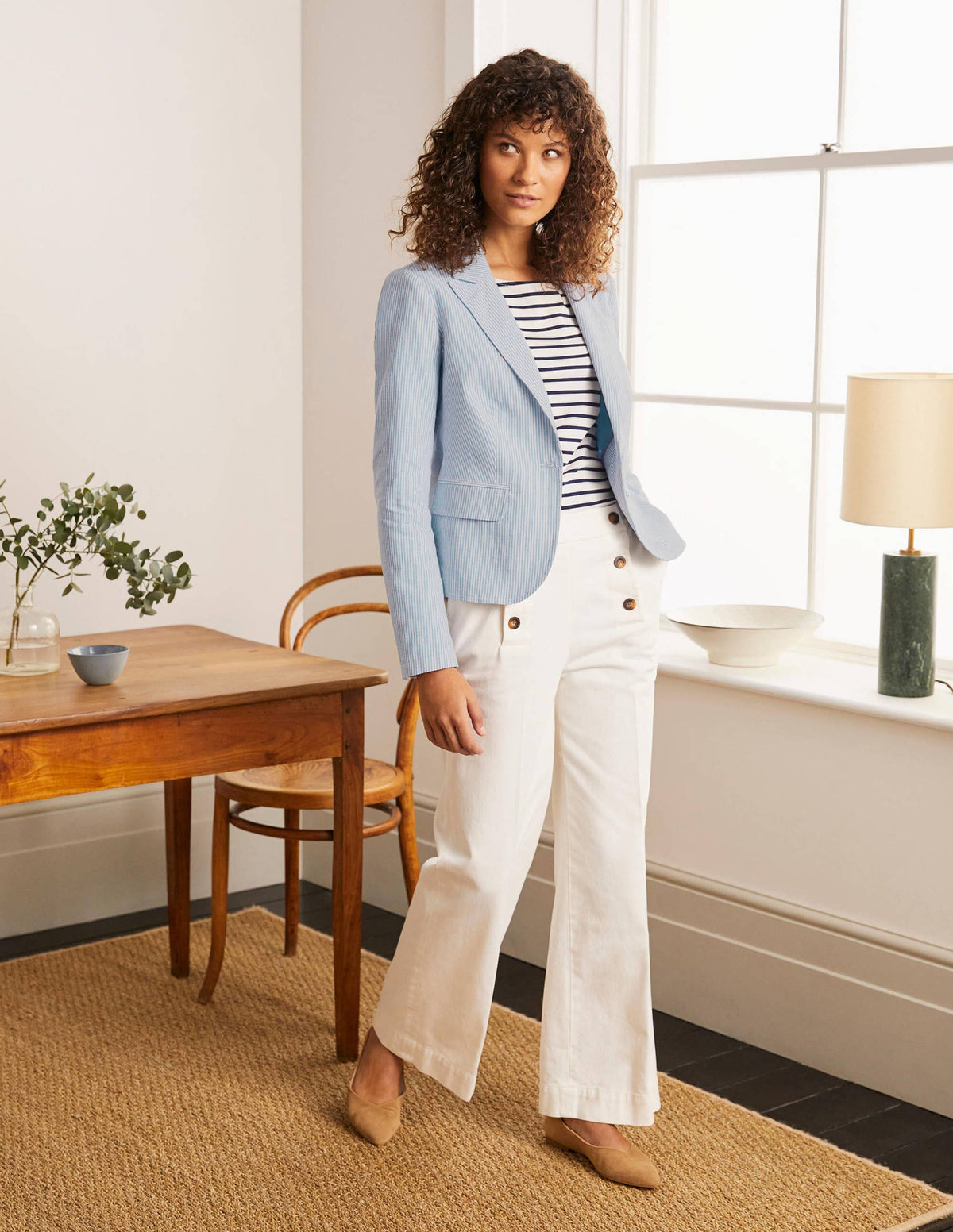 Framlingham Blazer-Blau/Naturweiß, Gestreift-1