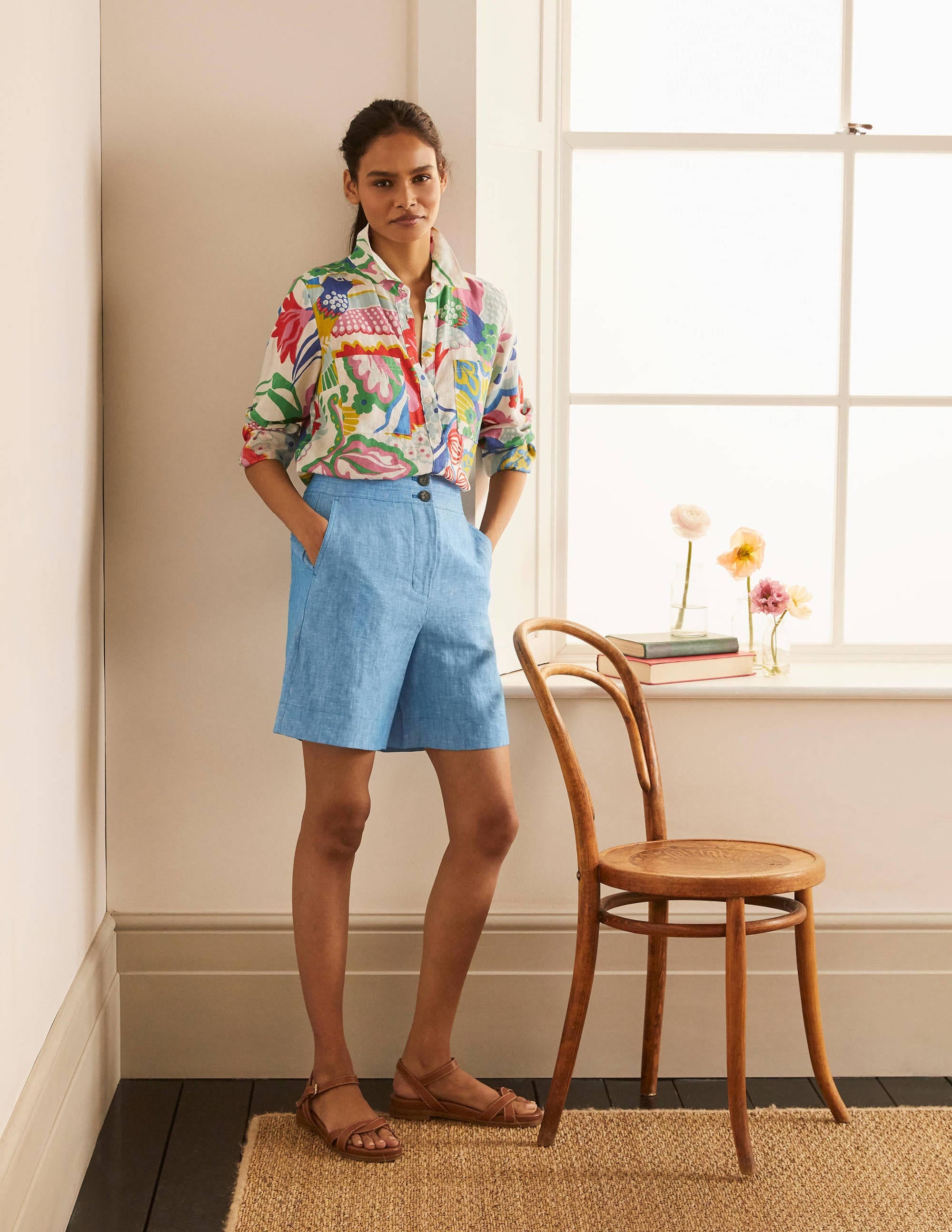 Cornwall Linen Shorts-Moroccan Blue Tonic - Image 4