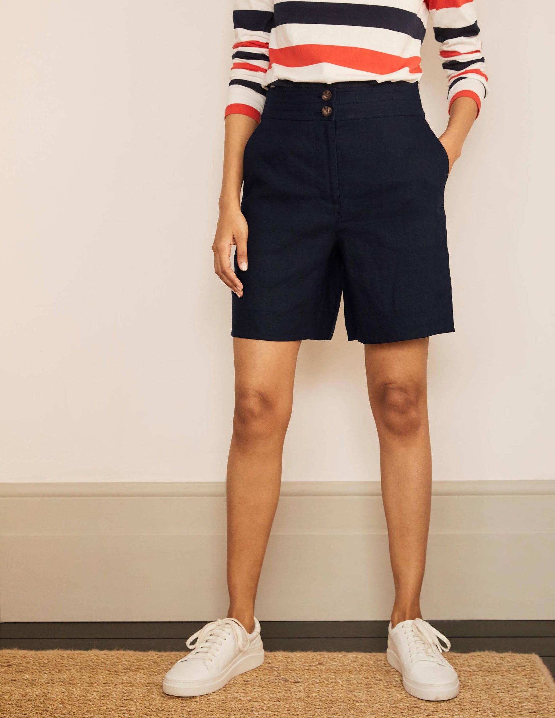 Cornwall Leinenshorts-Marineblau-1