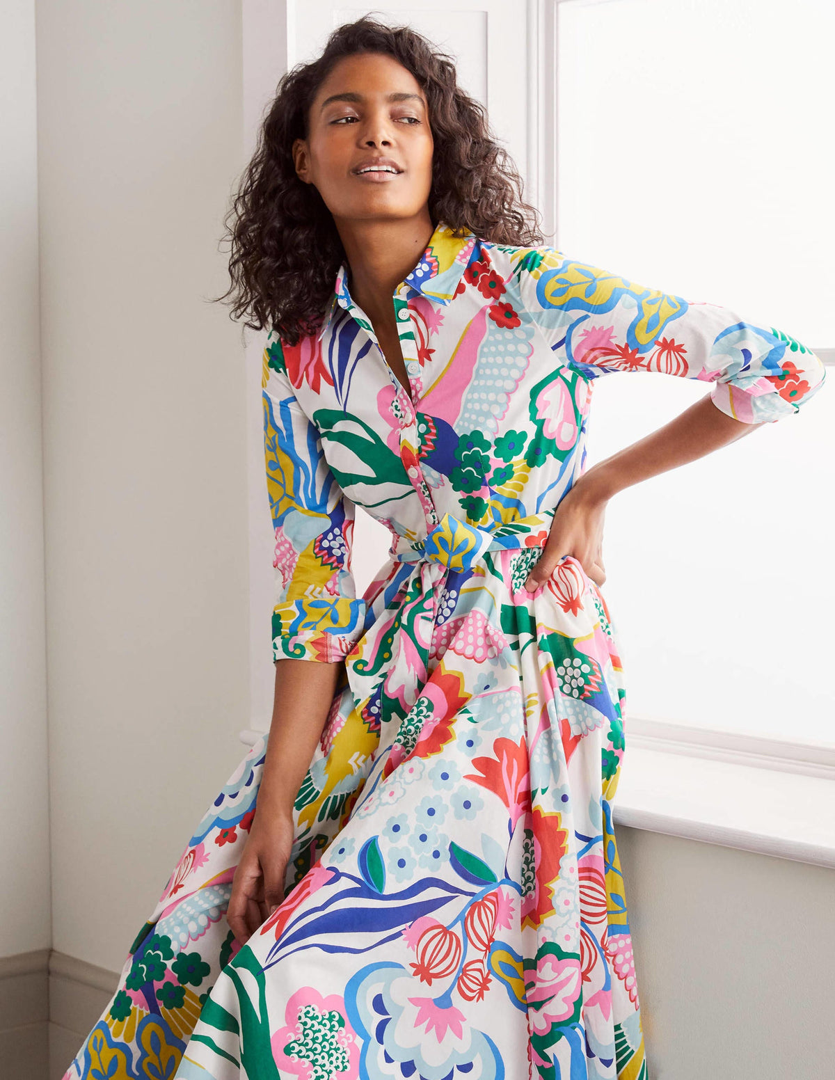 Robe-chemise midi Kitty-Ivoire, motif Exotic Escape - Image 2
