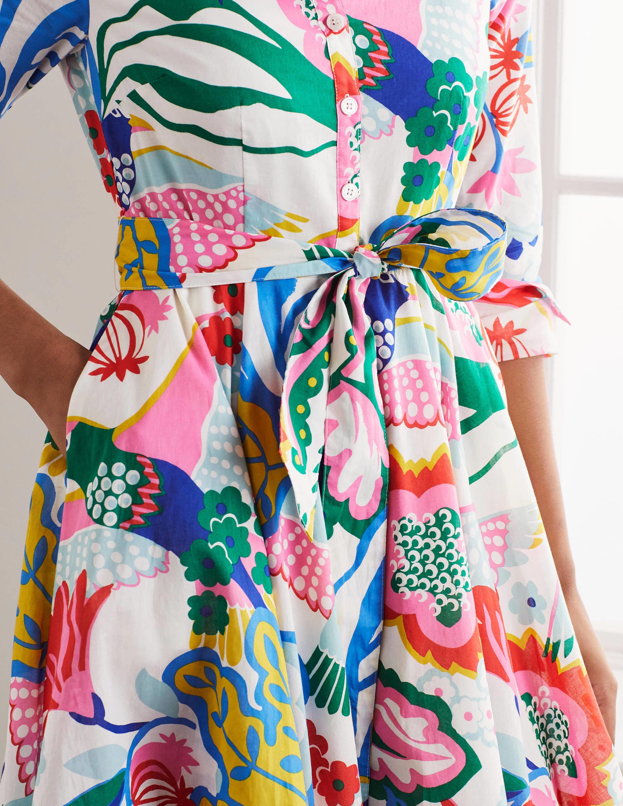 Robe-chemise midi Kitty-Ivoire, motif Exotic Escape - Image 4