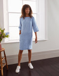 Laurie Leinenkleid-Graublauer Faux-Uni