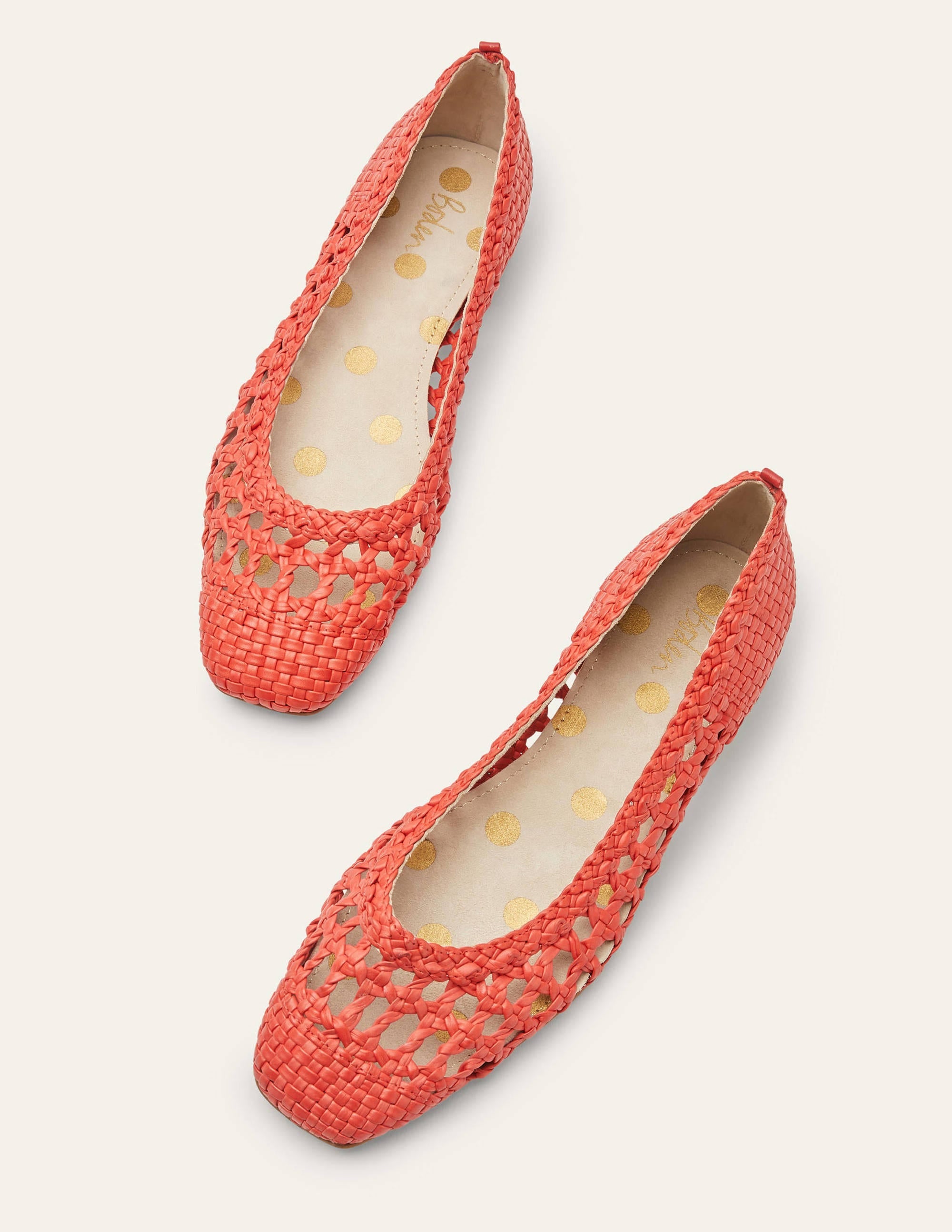 Olive Ballerinas-Rot, Gewebt - Image 1