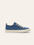 Turnschuhe aus Baumwollleinen-Blauer Faux-Uni