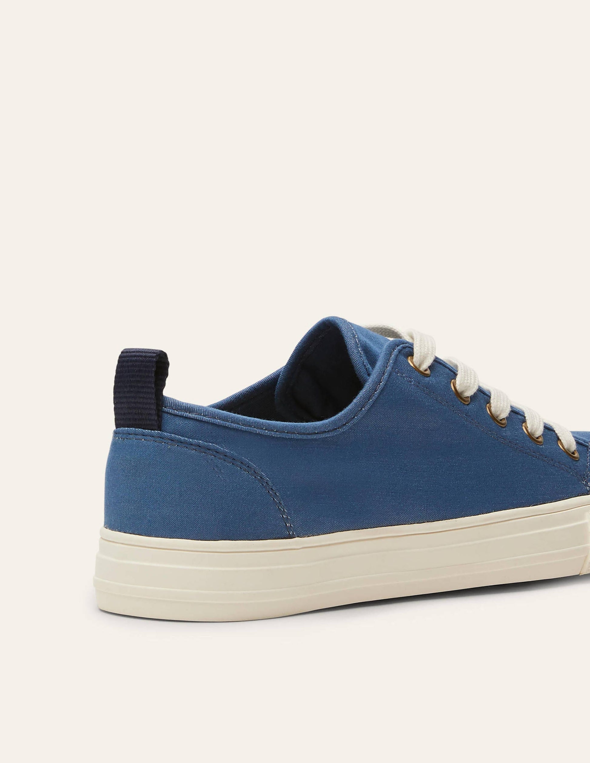 Turnschuhe aus Baumwollleinen-Blauer Faux-Uni-2