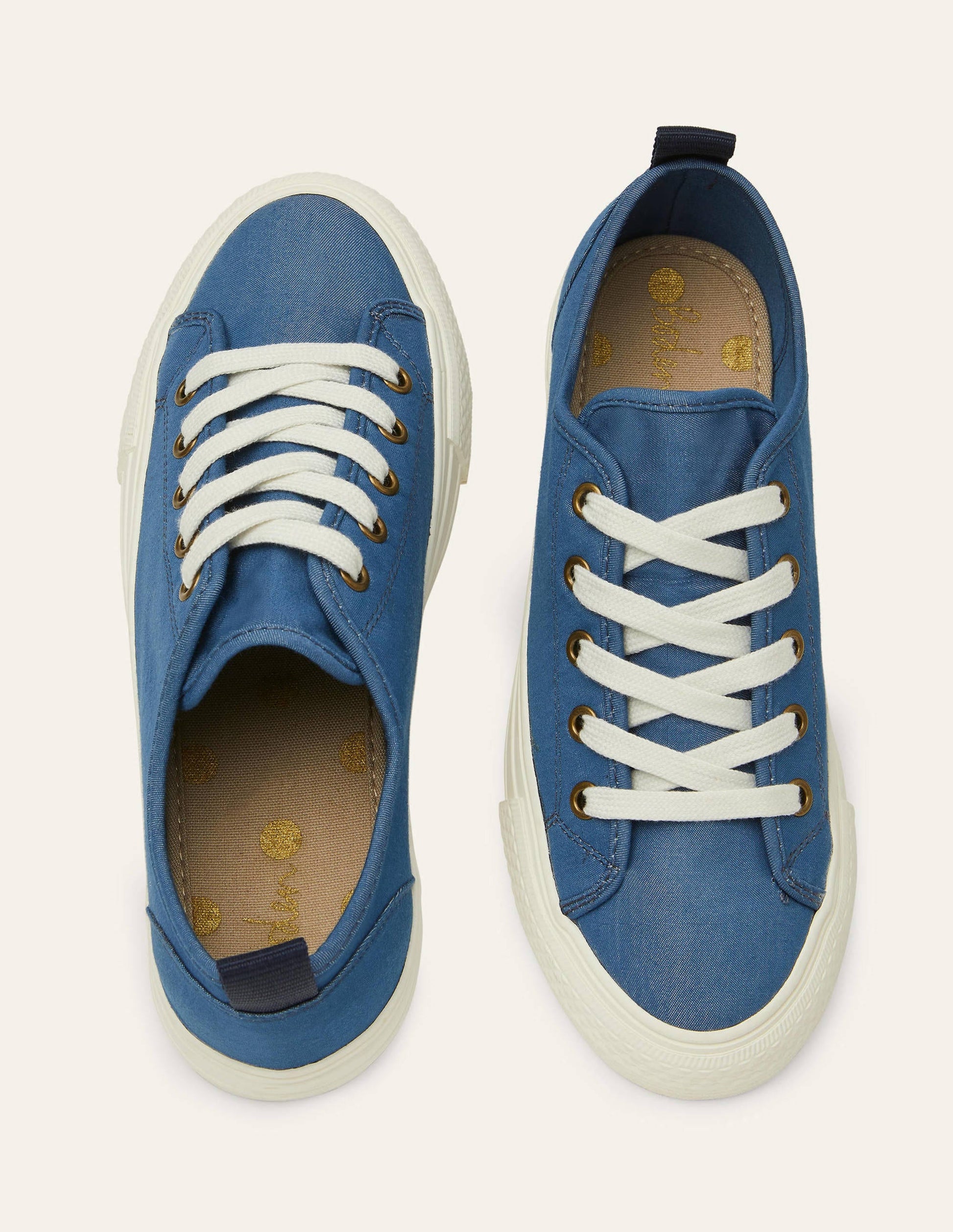 Turnschuhe aus Baumwollleinen-Blauer Faux-Uni-3