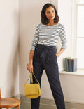 Long Sleeve Breton Top-Ivory/ Navy, Foil Lemons
