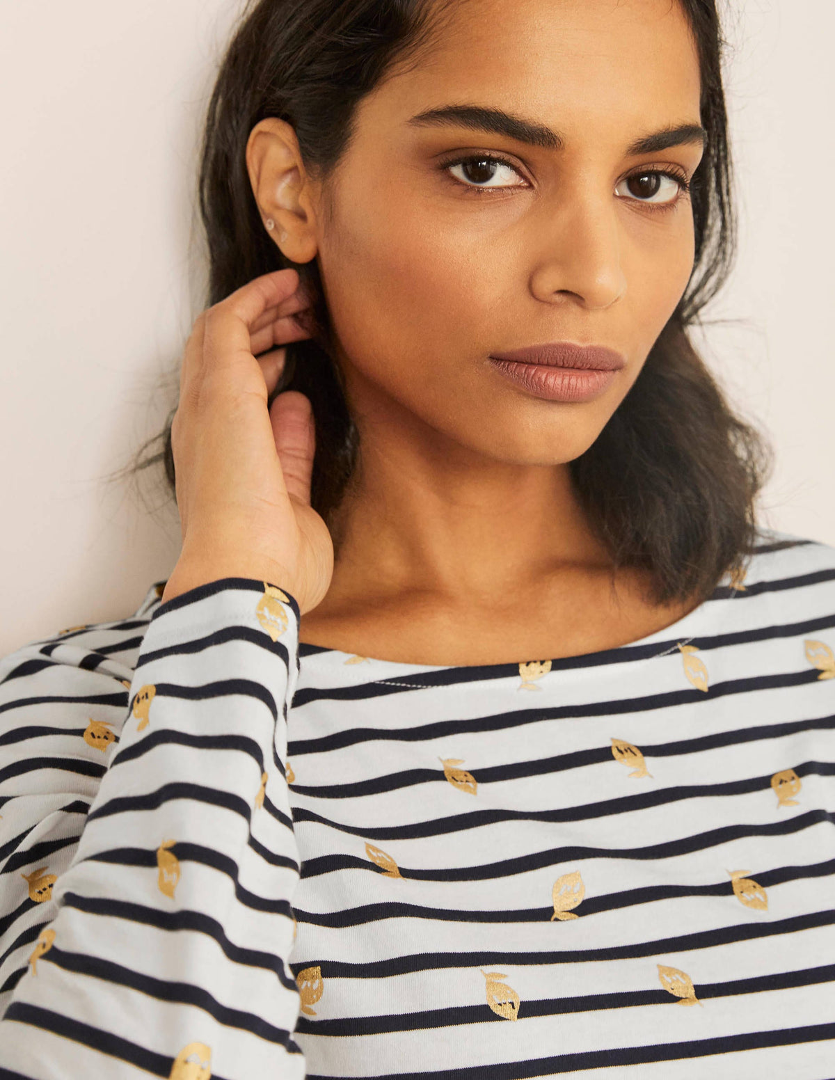 Long Sleeve Breton Top-Ivory/ Navy, Foil Lemons-4