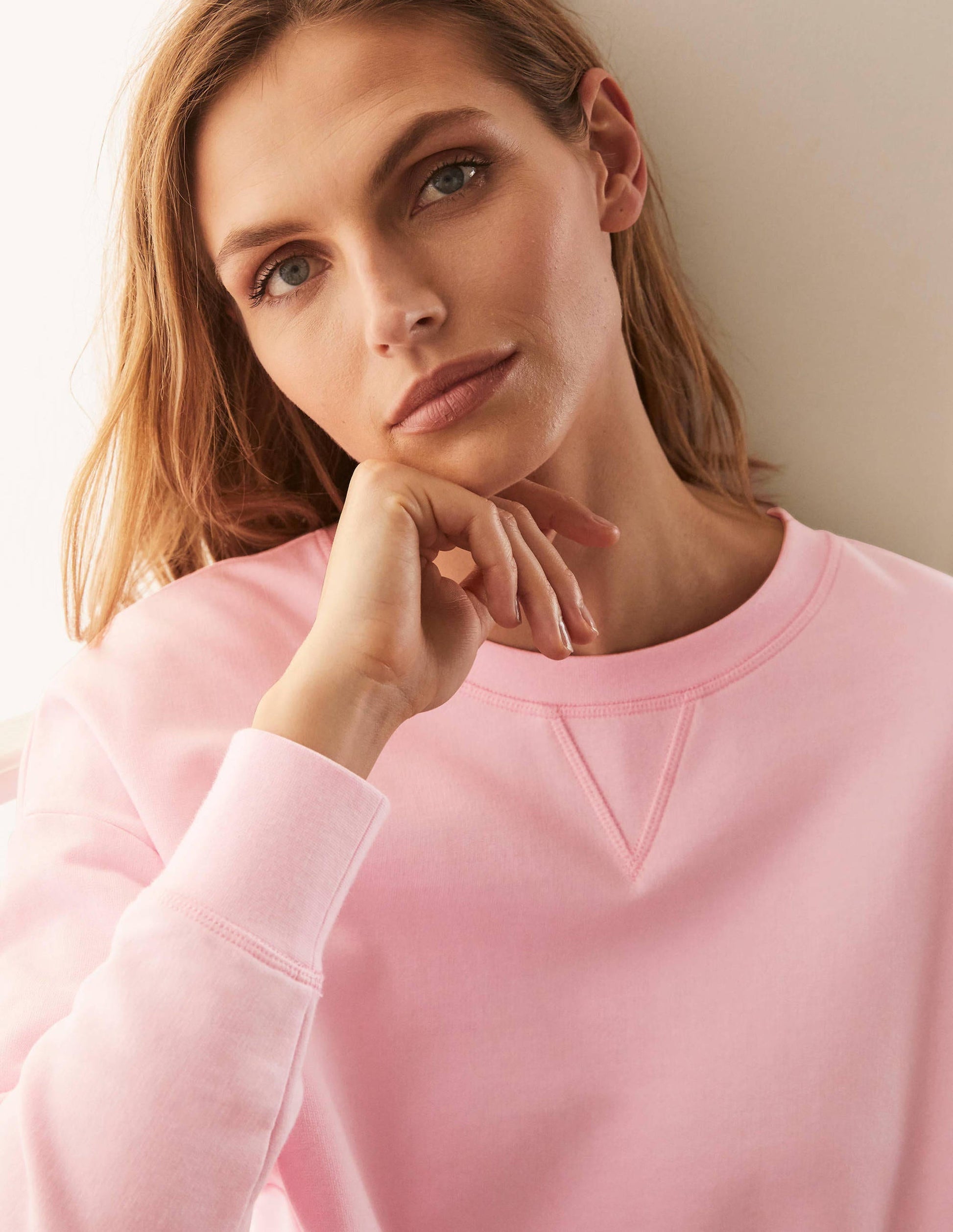 Kurz geschnittenes Sweatshirt-Frühlingsblütenrosa-4