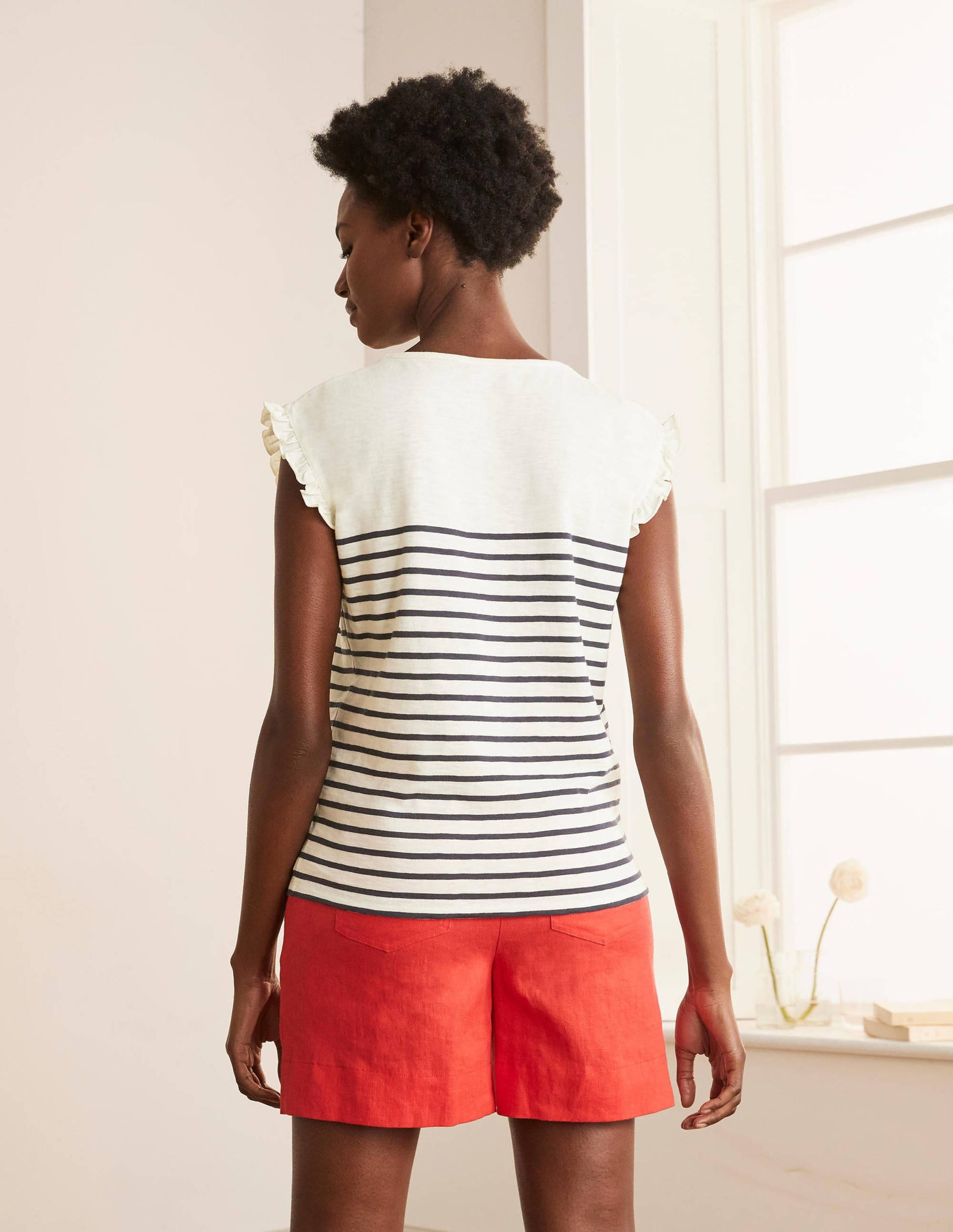 Top Faye en jersey-Ivoire/bleu marine-3