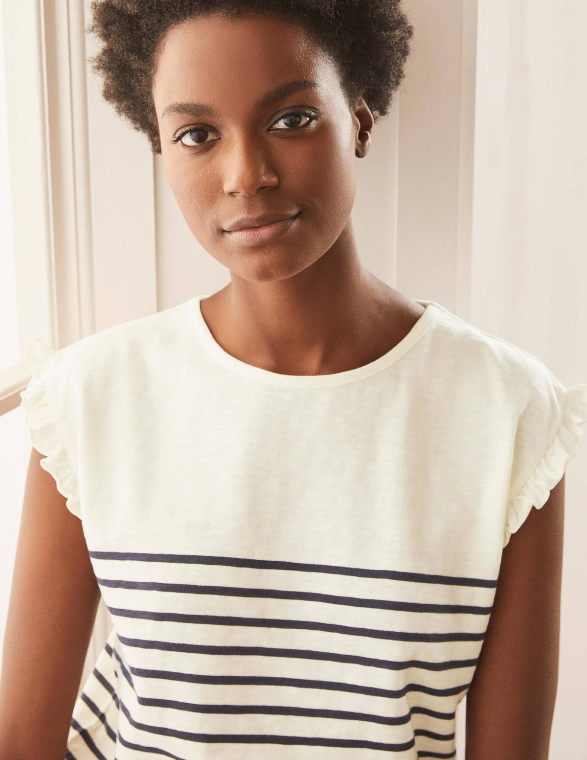 Top Faye en jersey-Ivoire/bleu marine-4
