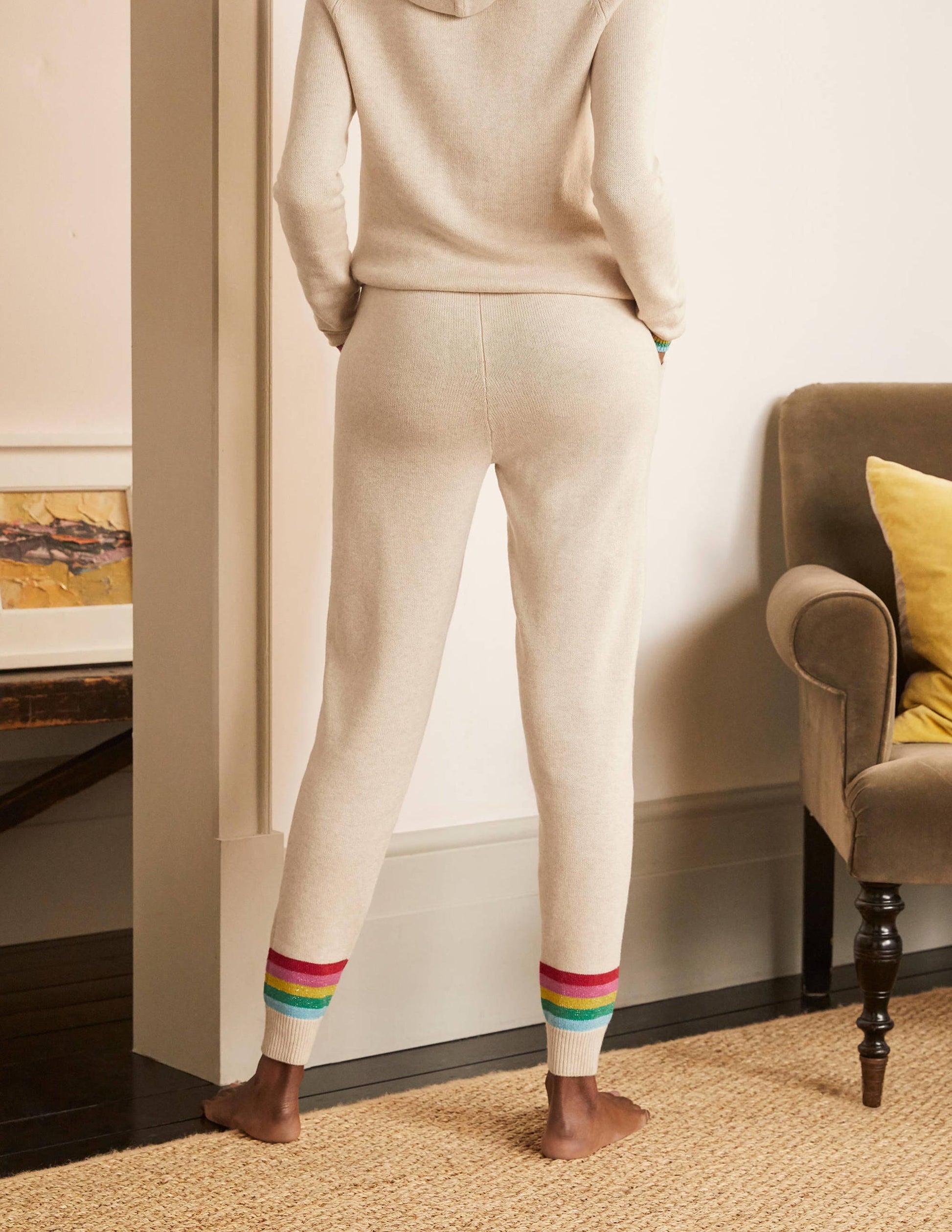 Morton Gestrickte Jogginghose-Hellbeige Melange-3