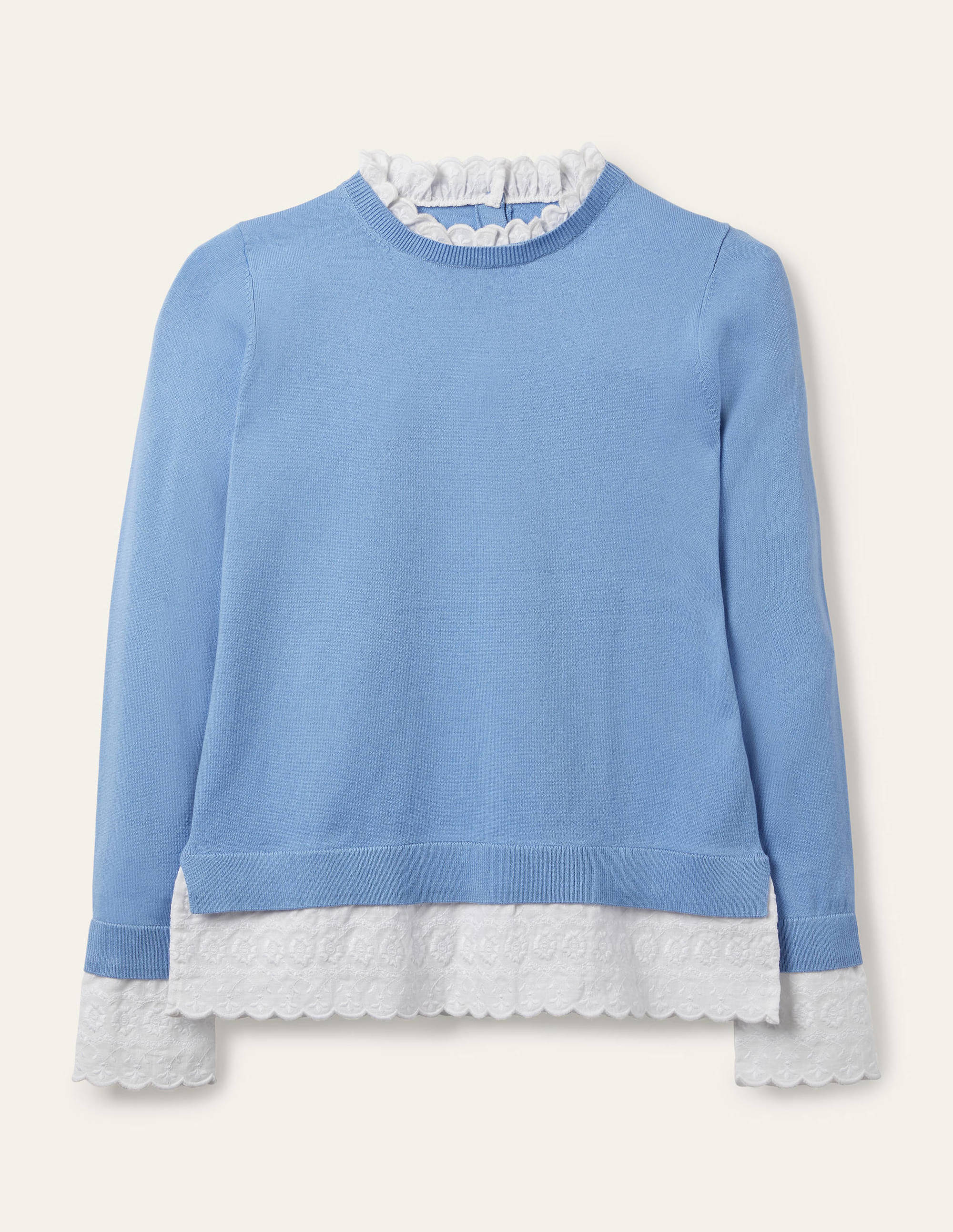 Lauderdale Baumwollpullover mit Rüschen-Hazy Blue - Image 5