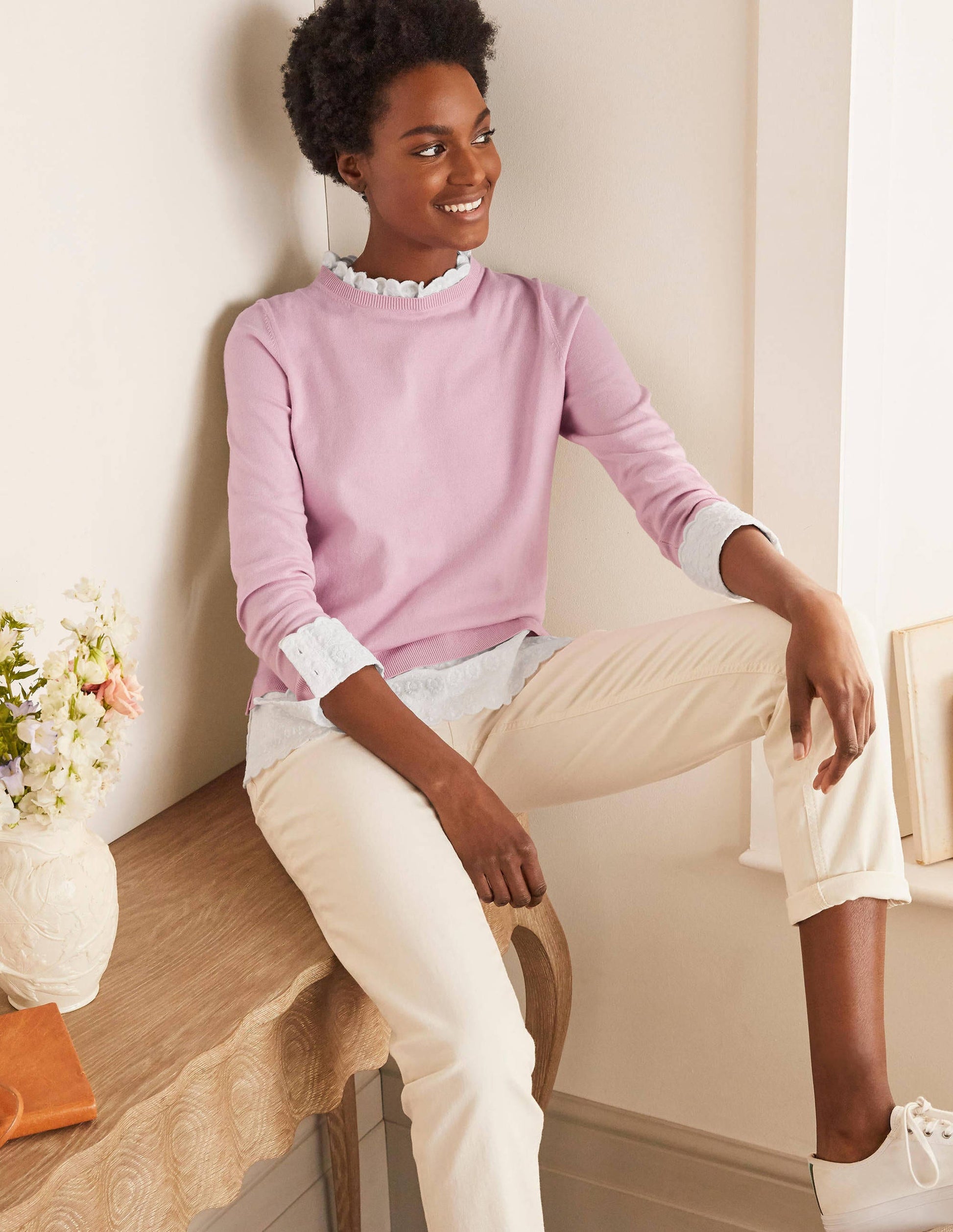 Lauderdale Baumwollpullover mit Rüschen-Zartes Rosa-1