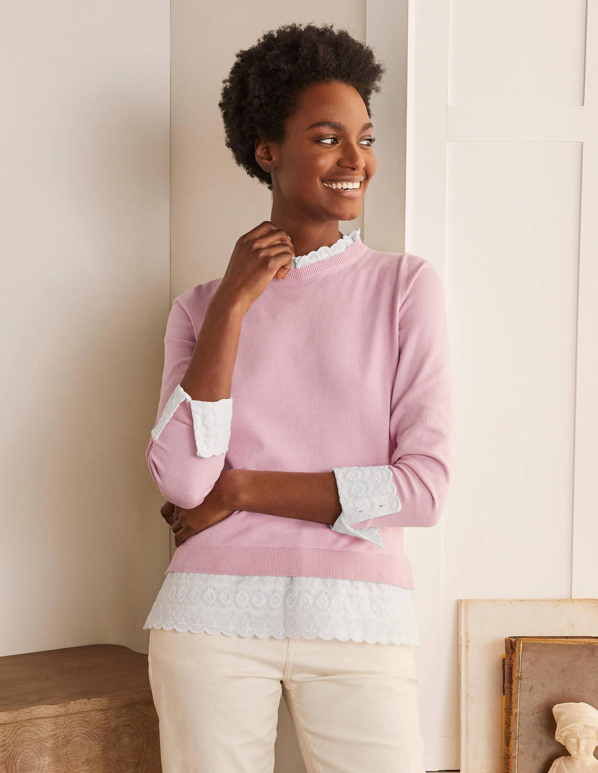 Lauderdale Baumwollpullover mit Rüschen-Zartes Rosa - Image 2