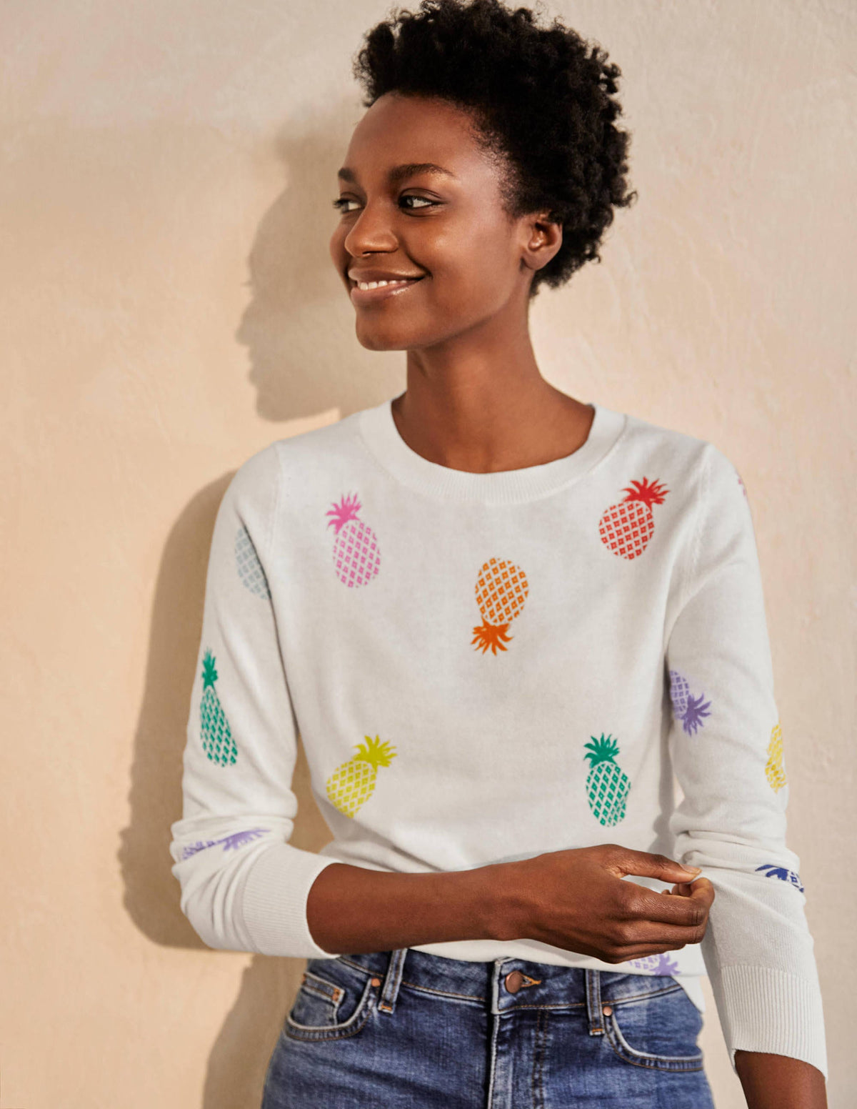 Banbury Baumwollpullover-Naturweiß, Ananas-5