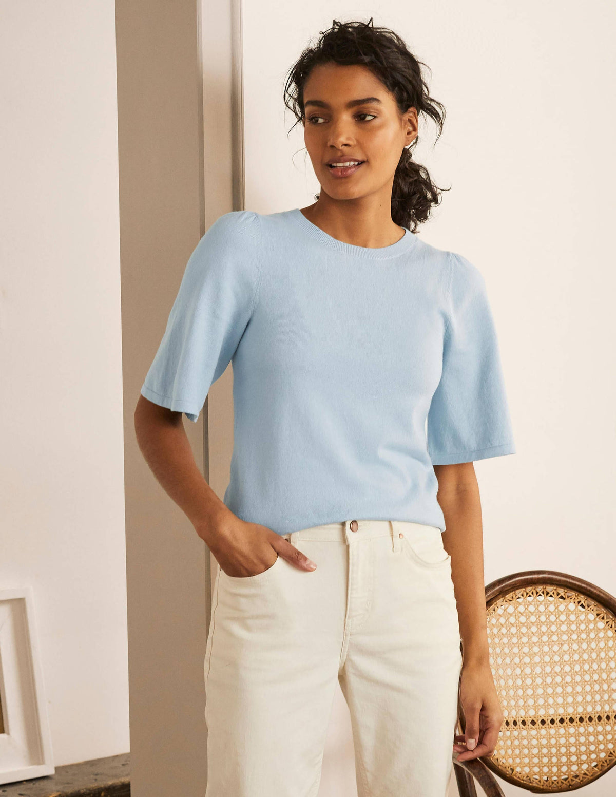 Abbotsbury Strick-T-Shirt-Surfblau - Image 1