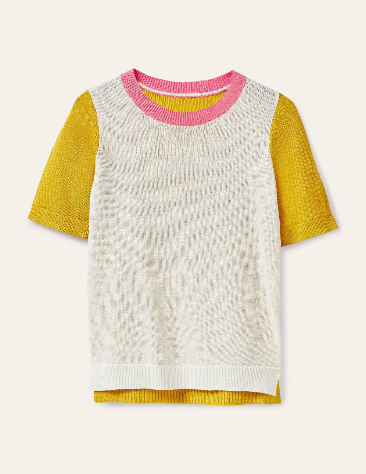 Askerton Strick-T-Shirt aus Leinen-Narzissengelb, Blockfarben-6