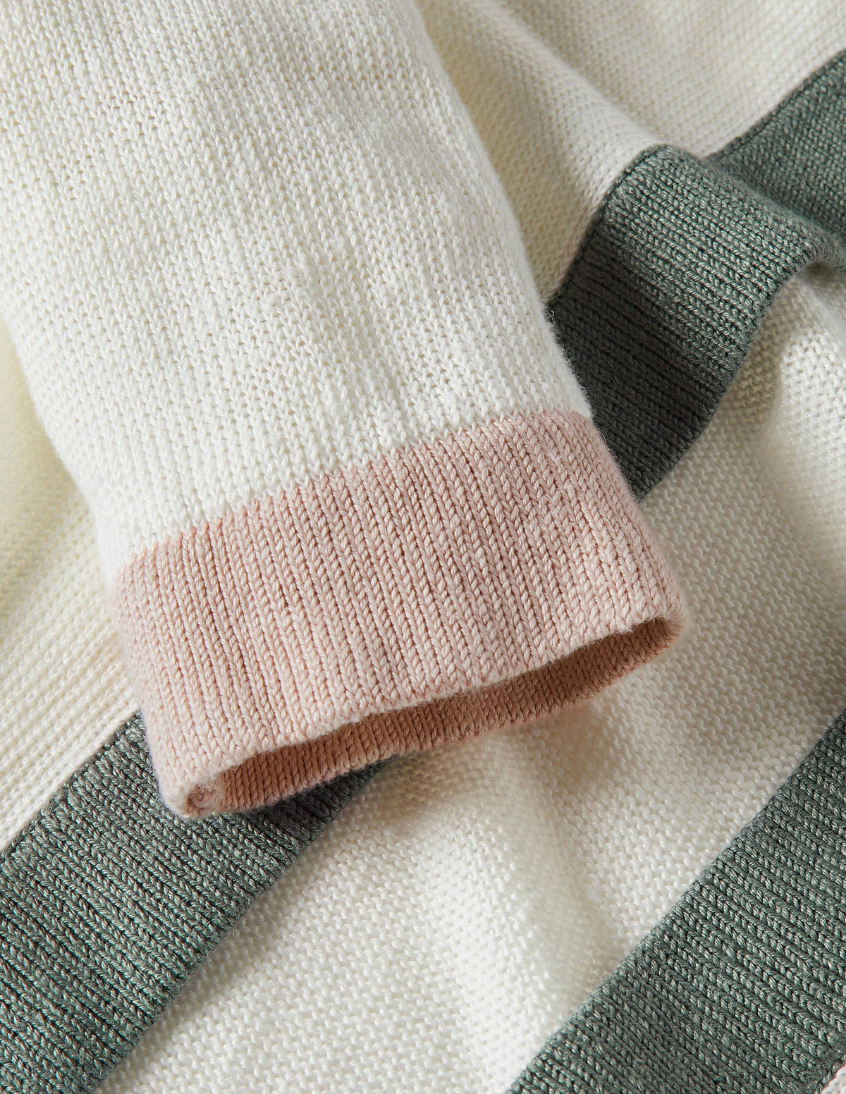 Leinencardigan mit Streifenborten-Naturweiß, Blockfarben - Image 6