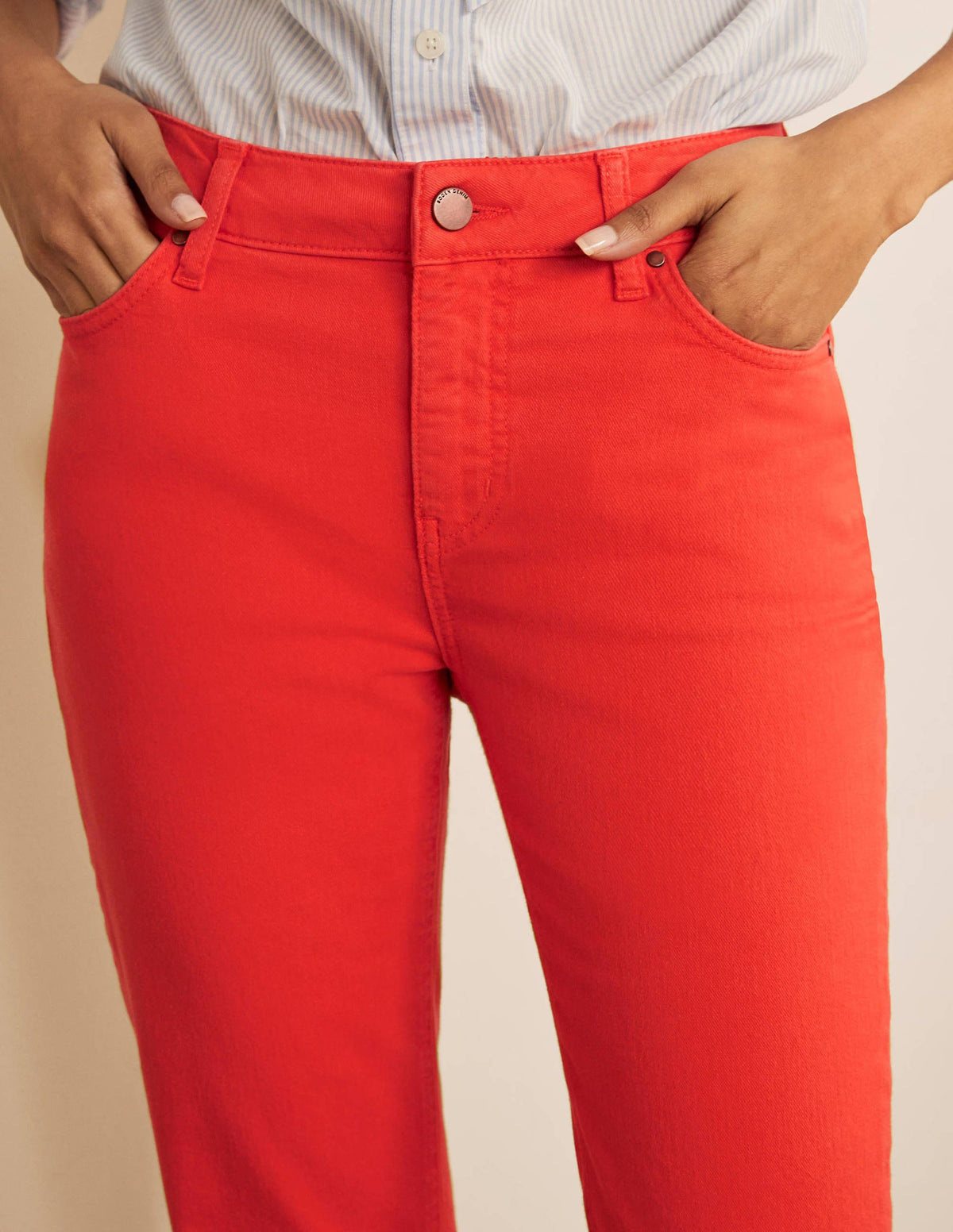 Schmale 7/8-Hose mit geradem Schnitt-Kirschrot - Image 3