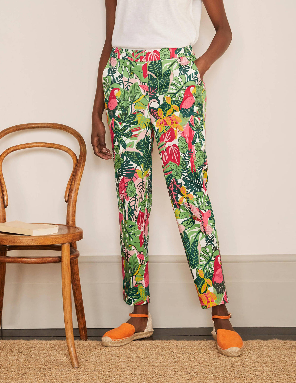 Pull On Trousers-Palm Leaf, Paradise Jungle - Image 1