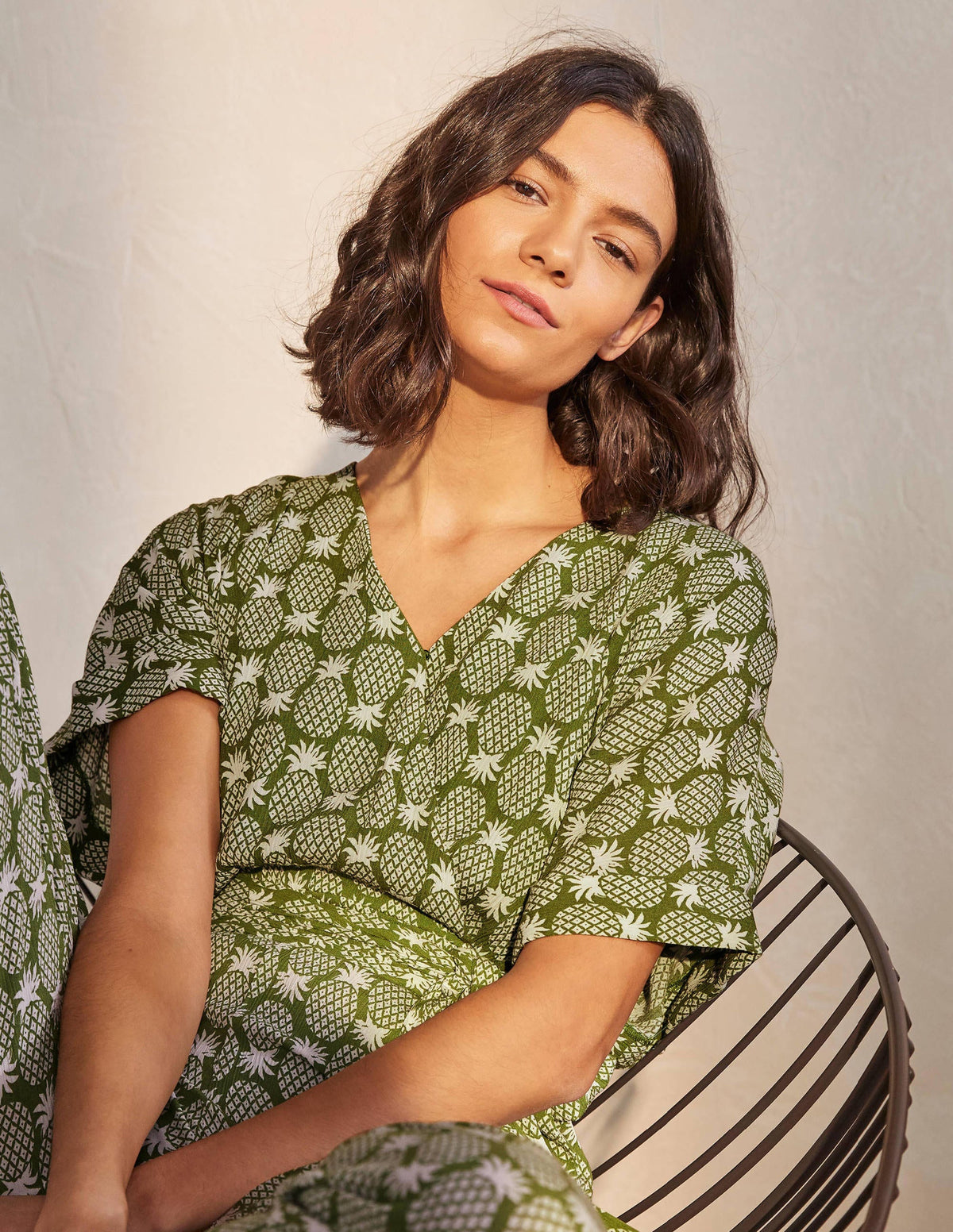 Alice Wickel-Jumpsuit-Erbsengrün, Geometrisches Ananasmuster - Image 2