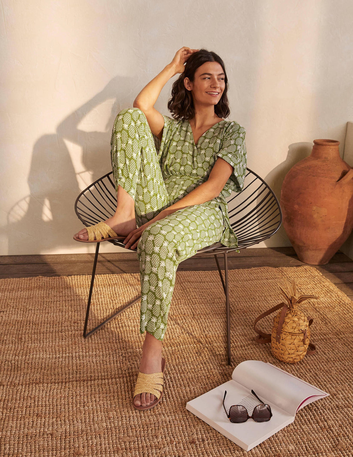 Alice Wickel-Jumpsuit-Erbsengrün, Geometrisches Ananasmuster - Image 3