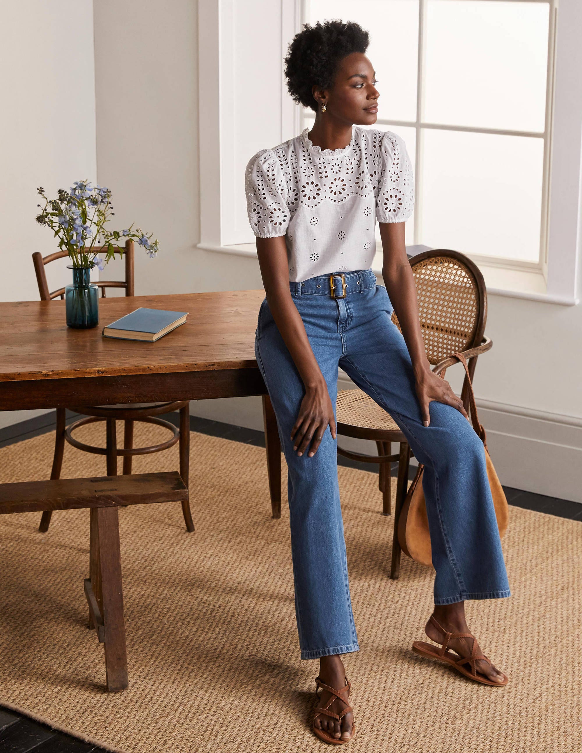 Jeans mit weitem Bein und Gürtel-Helles Vintageblau - Image 5