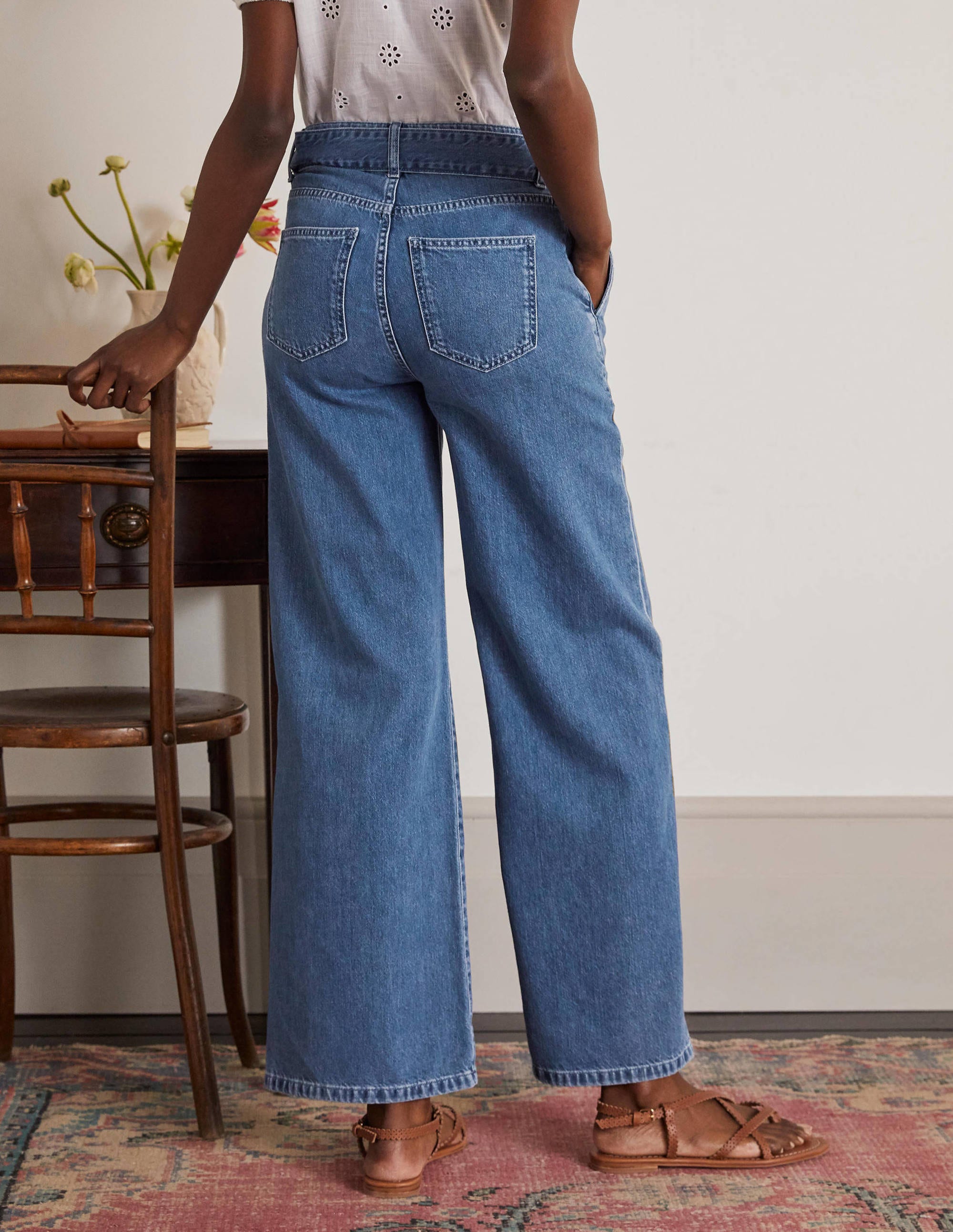 Jeans mit weitem Bein und Gürtel-Helles Vintageblau - Image 2