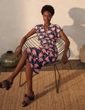 Robe-chemise midi Nicola-Noir, oiseau de paradis