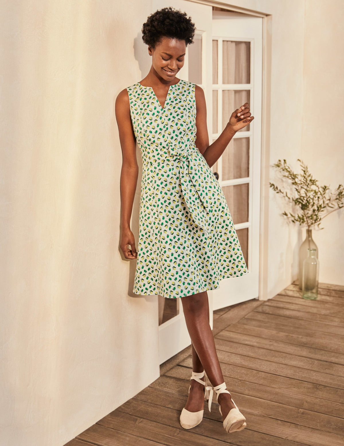 Mischa Kleid mit Gürtel-Naturweiß, Kleine Zitrusfrüchte - Image 4