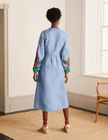 Leonie Linen Dress-Grey Blue Chambray