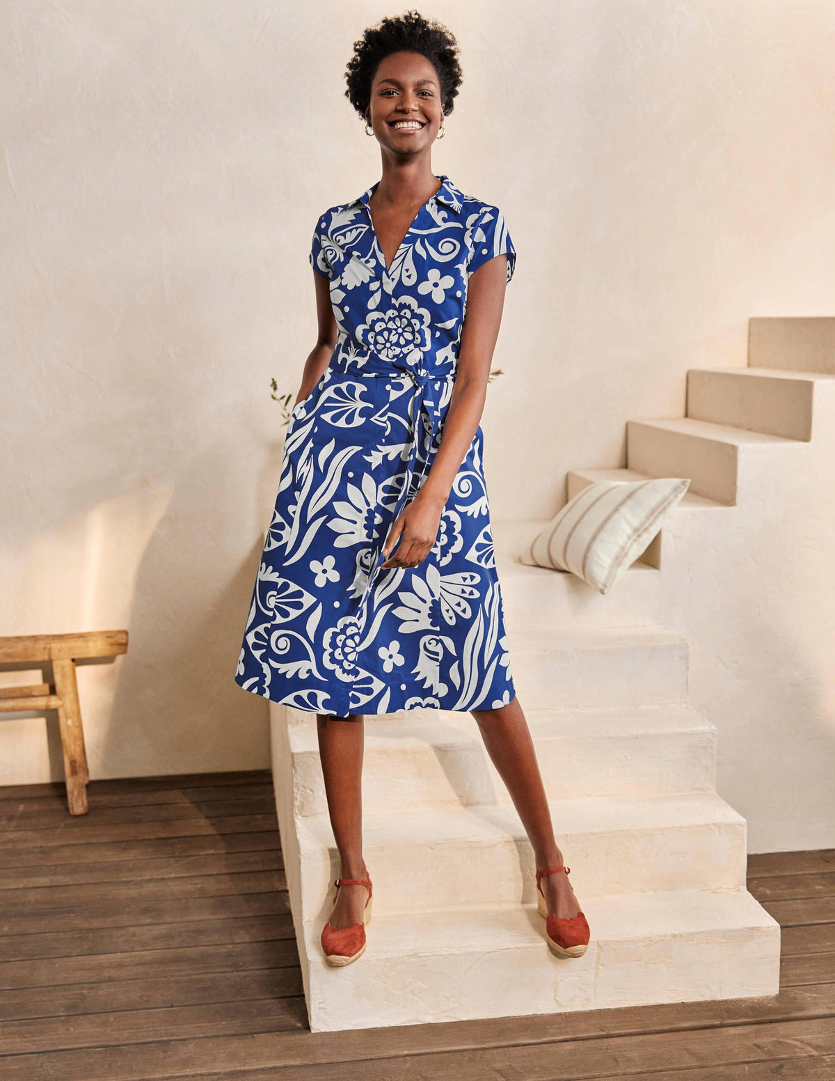 Rowena Hemdblusenkleid-Gipfelblau, Tropischer Garten - Image 5