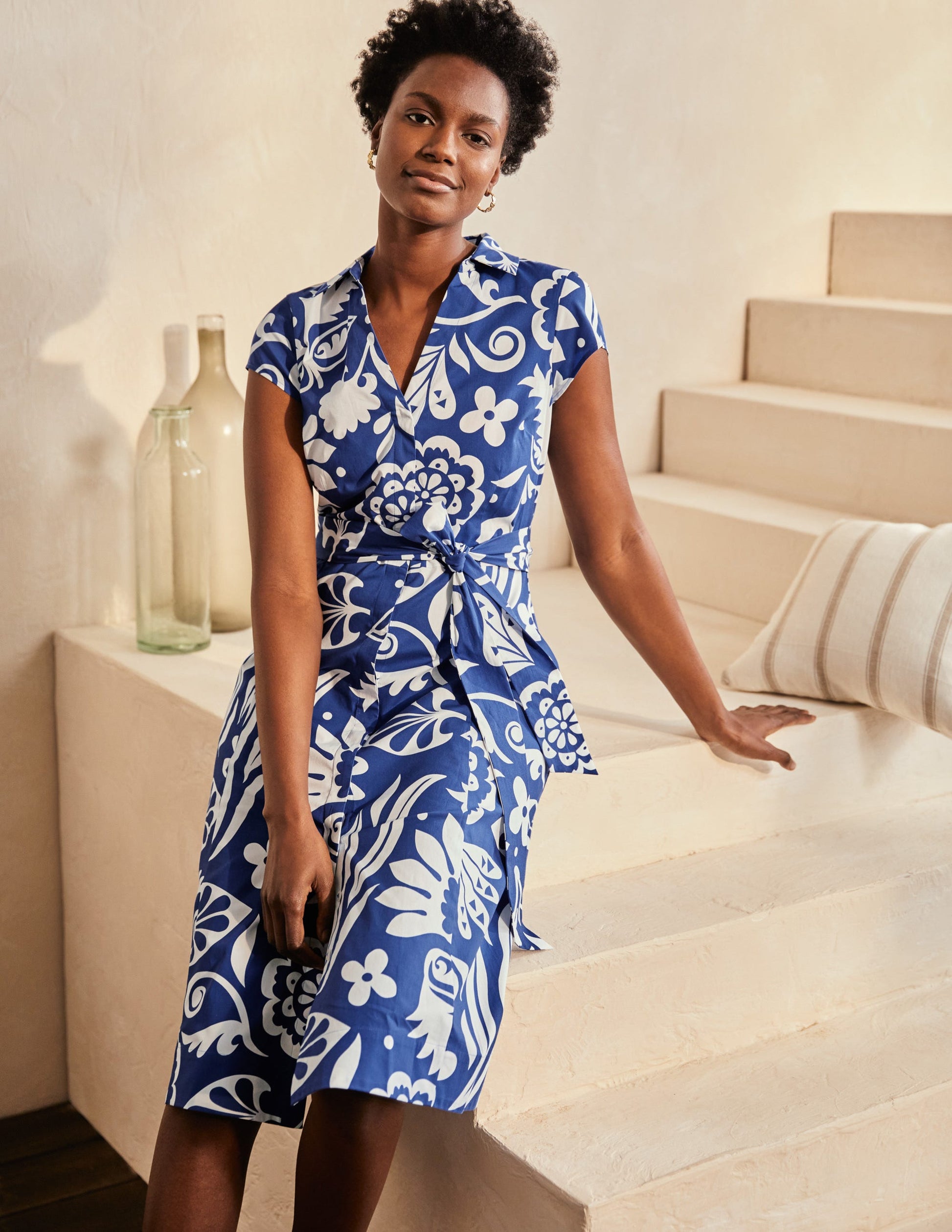 Rowena Hemdblusenkleid-Gipfelblau, Tropischer Garten-4
