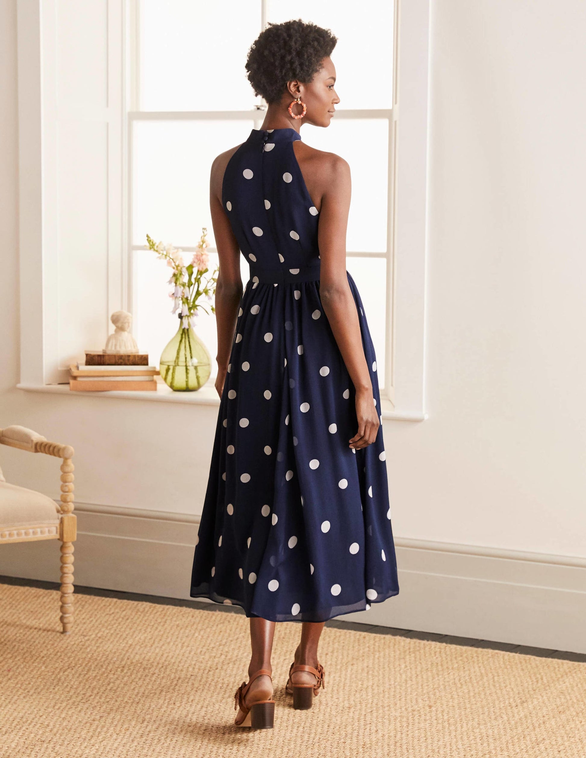 Tori Midikleid-Französisch Blau, Getupft-3