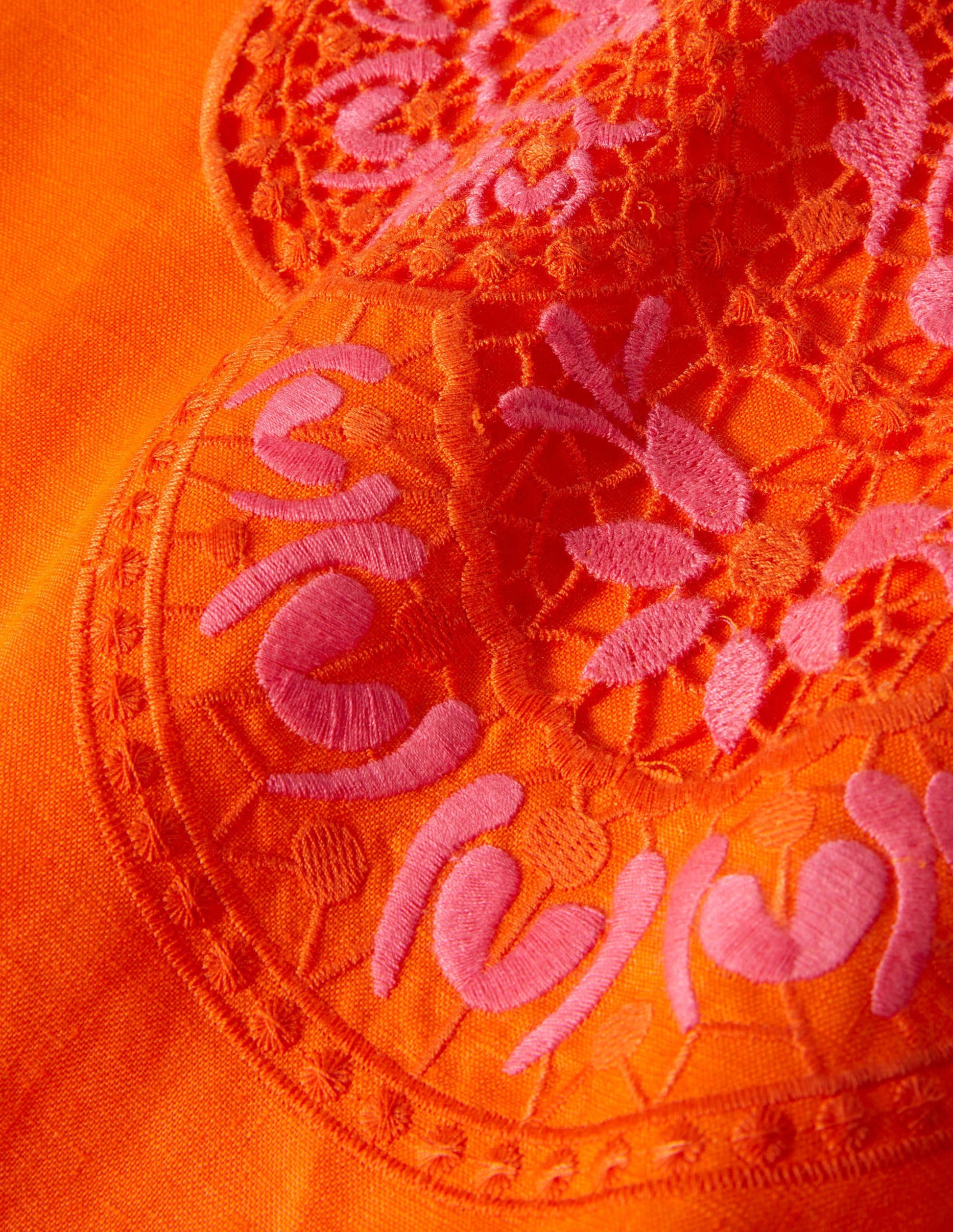 Fleur Leinenkleid mit Stickerei-Mandarinenorange-7