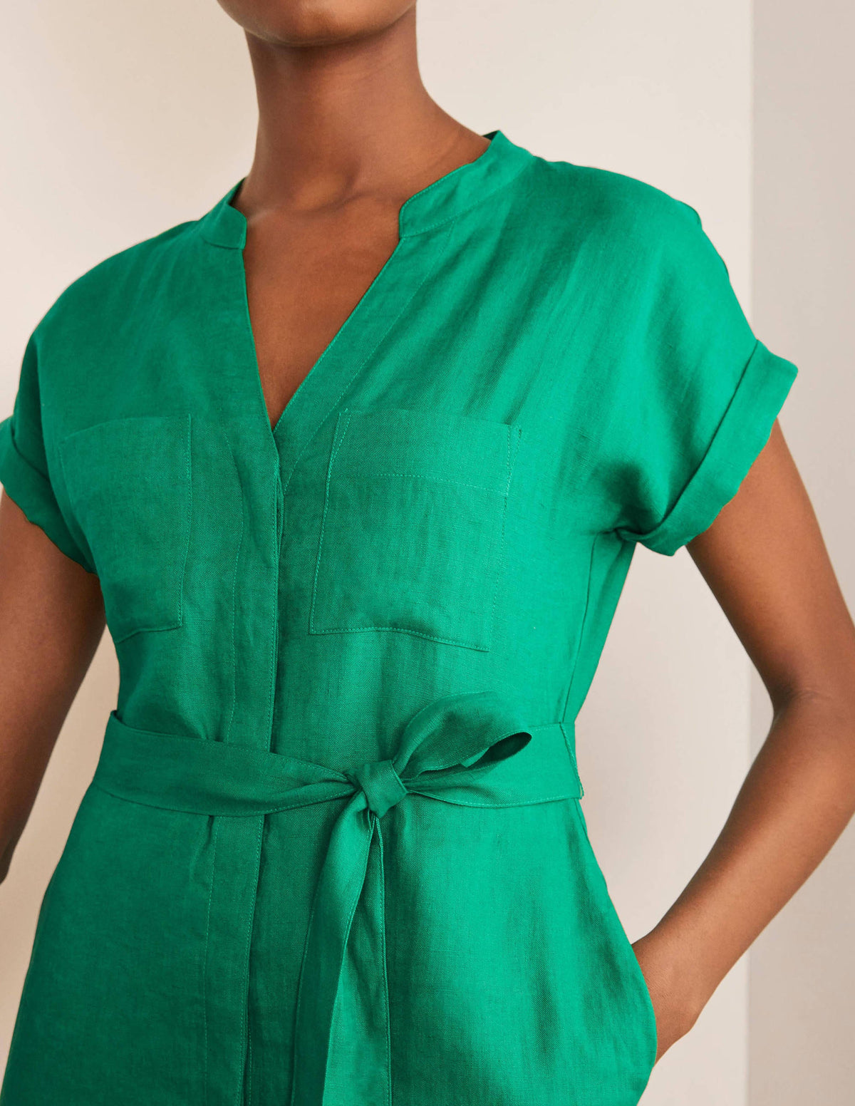 Evie Hemdblusenkleid aus Leinen-Baumgrün-3