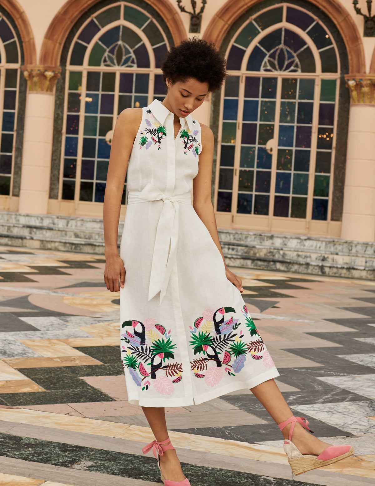 Kate Hemdblusenkleid aus Leinen-Naturweiß/Bunt, Stickerei-7