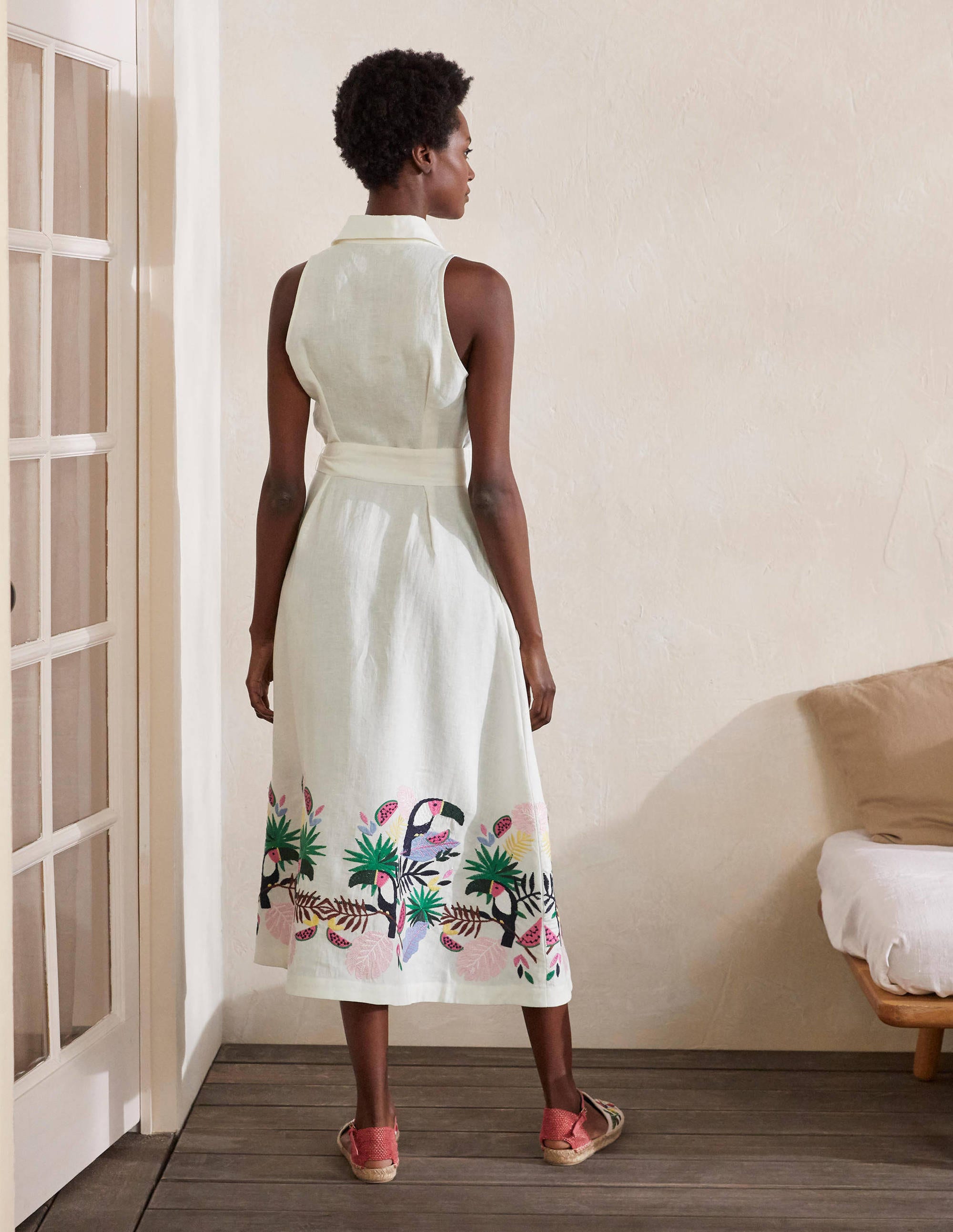 Kate Hemdblusenkleid aus Leinen-Naturweiß/Bunt, Stickerei - Image 2