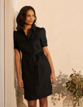 Carrie Hemdblusenkleid aus Leinen-Schwarz