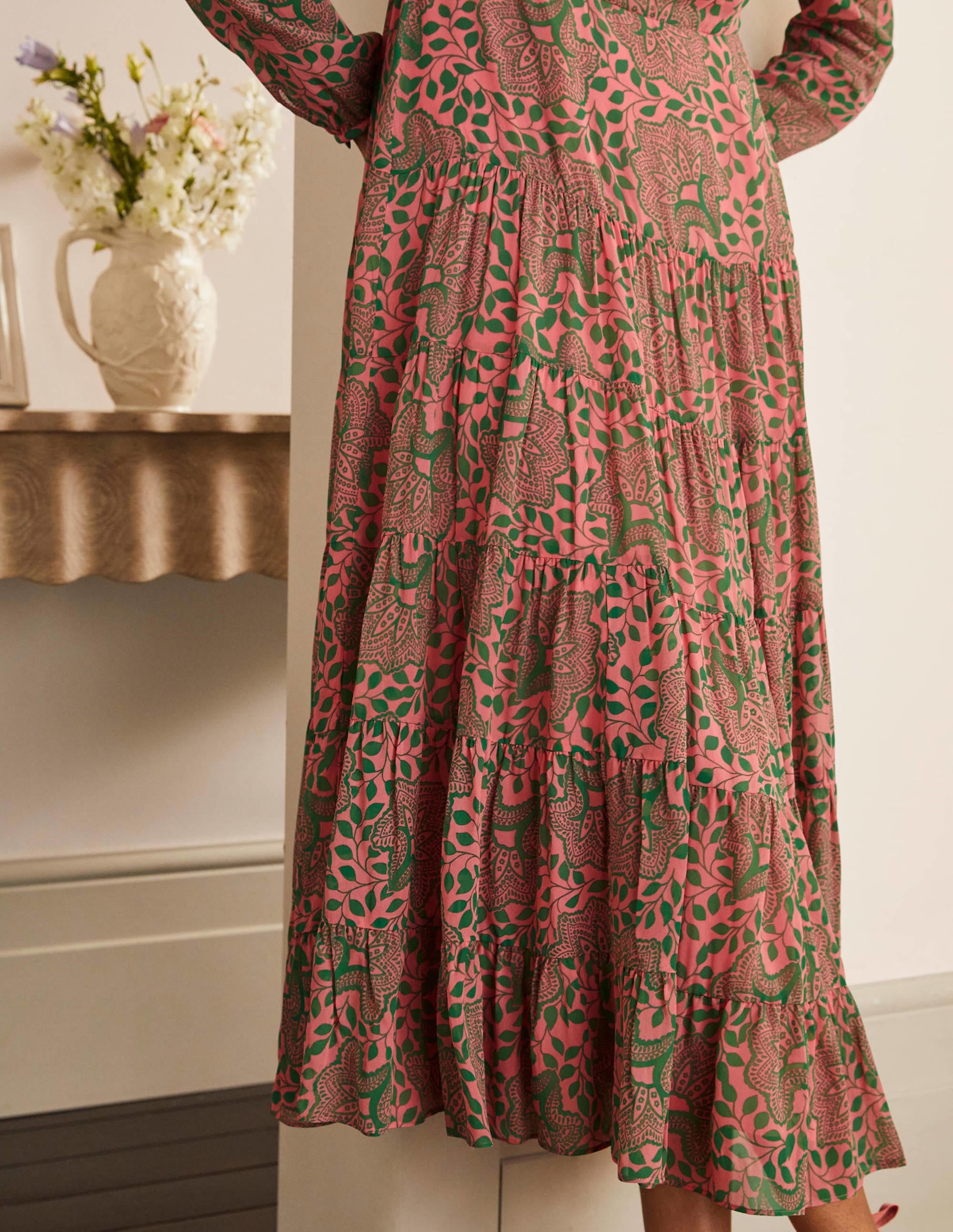 Annie Gestuftes Midikleid-Azalee, Blumenornamente - Image 4