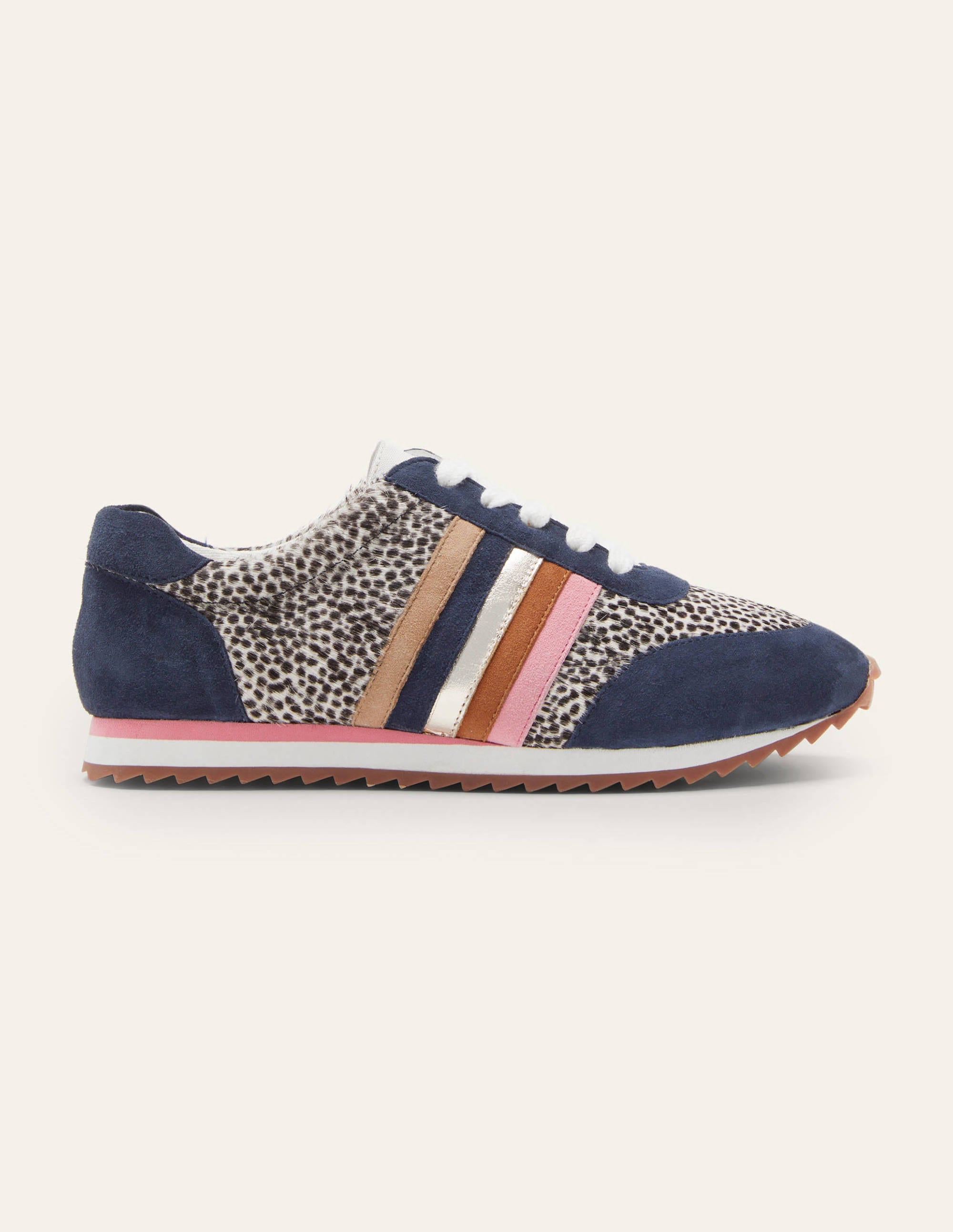 Gestreifte Turnschuhe-Navy, Dalmatinermuster/Ponyfell - Image 1