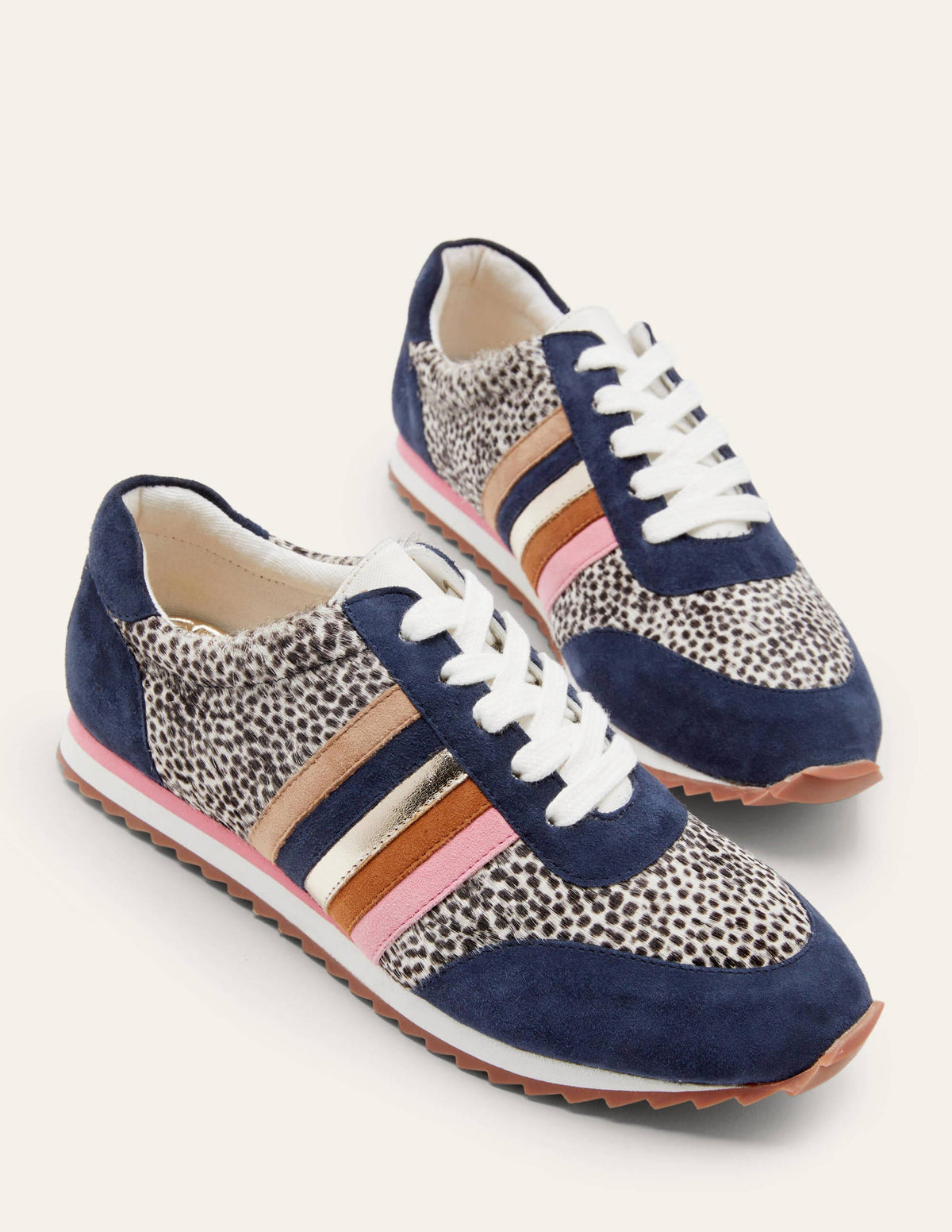 Gestreifte Turnschuhe-Navy, Dalmatinermuster/Ponyfell - Image 2