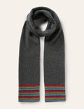 Cashmere Scarf-Charcoal Melange/Lurex Stripe