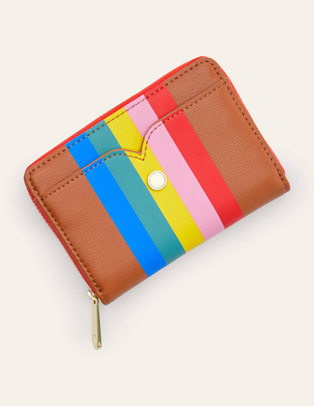 Kleine Geldbörse-Hellbraun/Bunt, Gestreift-1