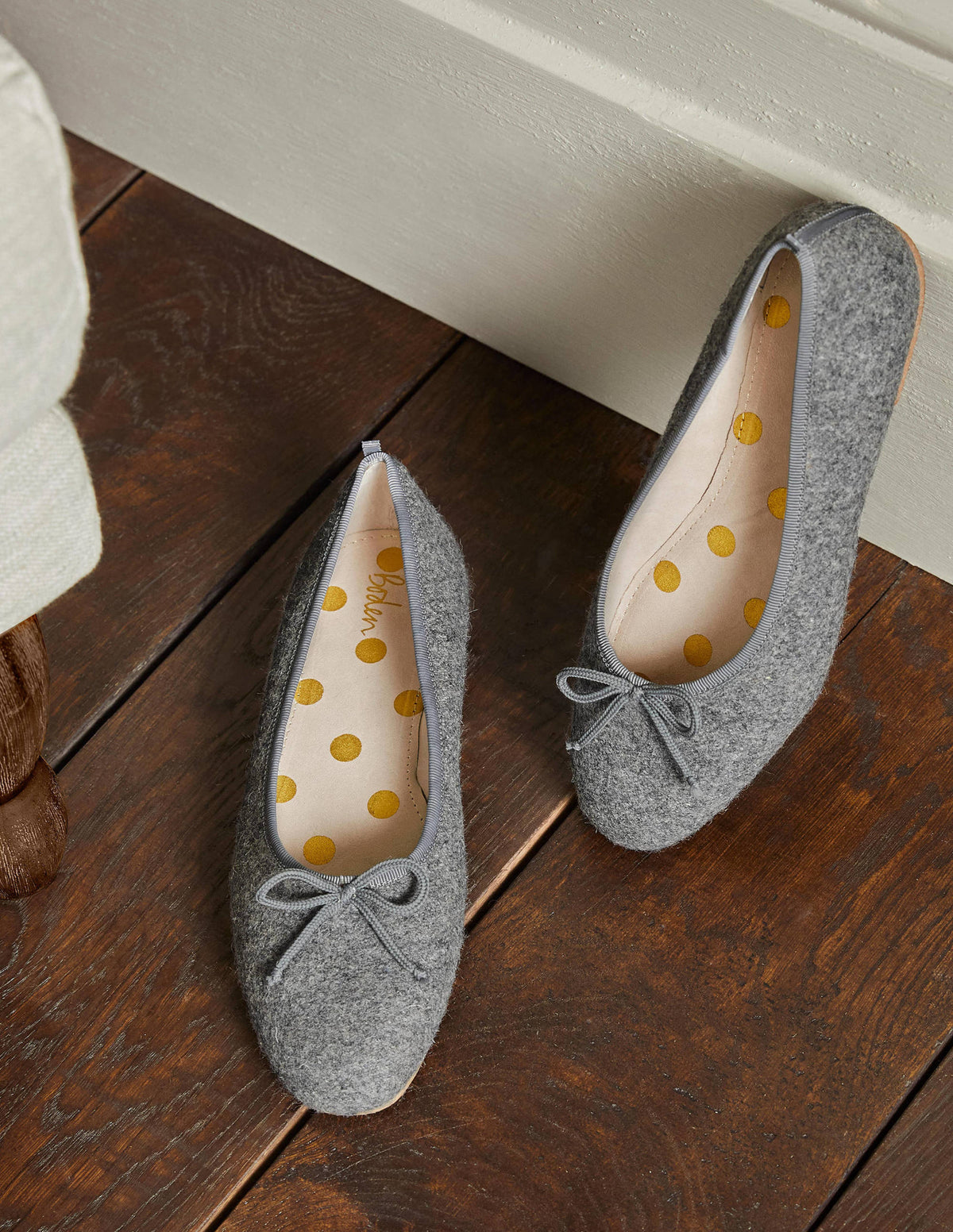 Hochgeschnittene Ballerinas-Grau Meliert - Image 1