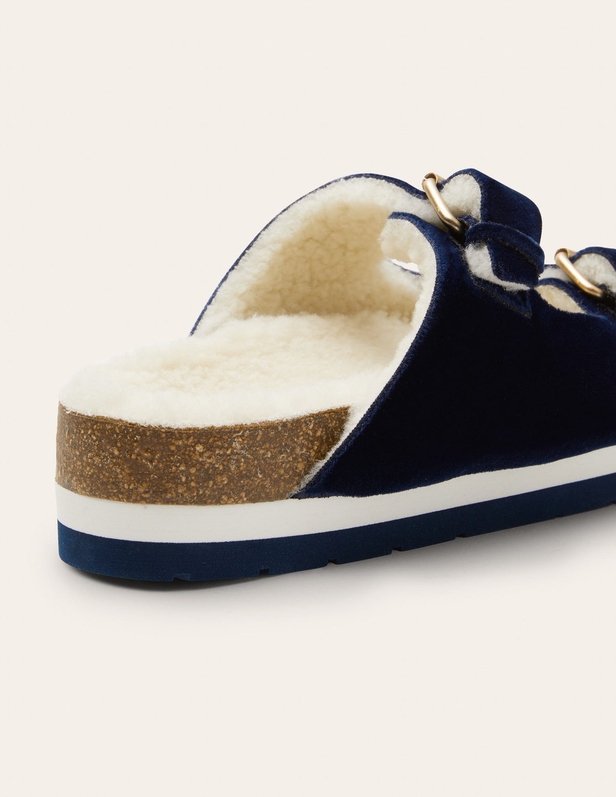 Bequeme Slipper-Navy, Samt-3