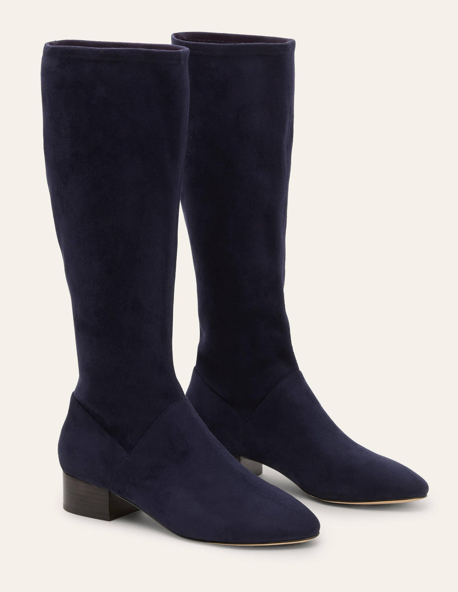 Flache Stiefel mit Stretch-Marineblau-5