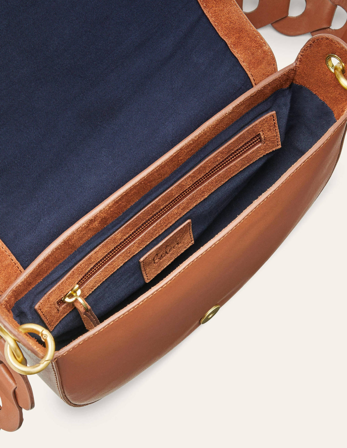 Link Detail Crossbody Bag-Tan - Image 4
